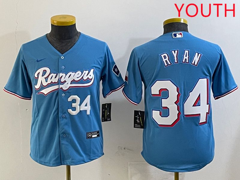 Youth Texas Rangers 34 Ryan Light Blue Game 2025 Nike MLB Jersey style 6